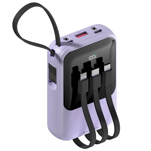 구스페리 PD 22.5W 고속충전 일체형 미니 보조배터리 10000mAh, 라벤더, GG1260100