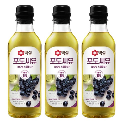 백설 포도씨유, 500ml, 3개