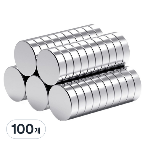 투데이리빙 초강력 네오디움 마그네틱 원형 자석 지름 10mm x 두께 3mm R99948S, 실버, 100개