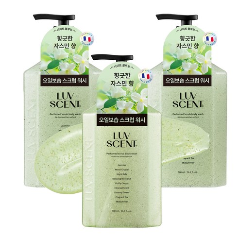 럽센트 나이트 블루밍 스크럽 바디워시 자스민향, 3개, 500ml