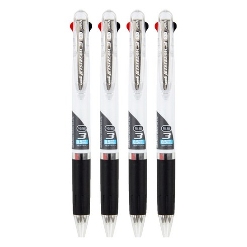 제트스트림 3색 볼펜 0.5mm SXE3-404-05, 화이트, 4개