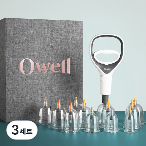 Owell 수동식 부항기 컵 12p + 연결호스 + 핸들펌프, 3세트