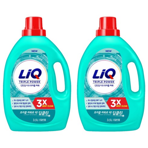 리큐 진한겔 딥클린 트리플파워 일반용 액상세제 본품, 3.5L, 2개