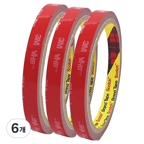 쓰리엠 VHB 초강력 아크릴폼 그레이 양면테이프 10mm x 1.5m, 6개