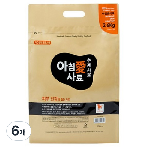 아침애 강아지 기능성 사료, 오리, 2.6kg, 6개