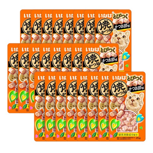 이나바 고양이 야끼믹스 간식, 혼합맛(구운가다랑어/가다랑어포), 25g, 24개