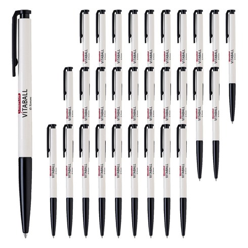 라인플러스 비타볼 볼펜 흑색 0.5mm, 베이지, 144개