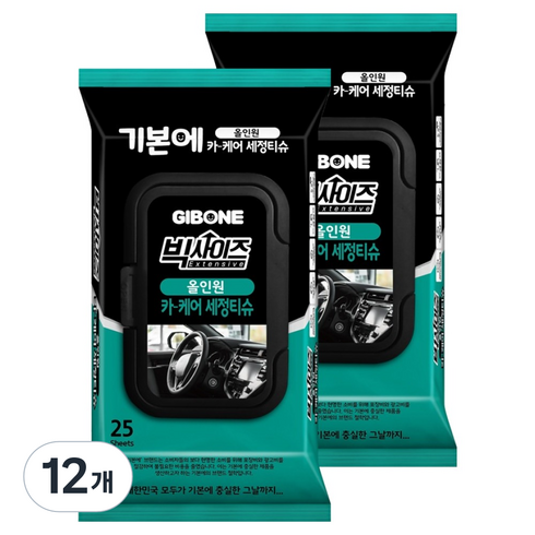기본에 빅사이즈 올인원 카 케어 세정티슈, 25개, 12개