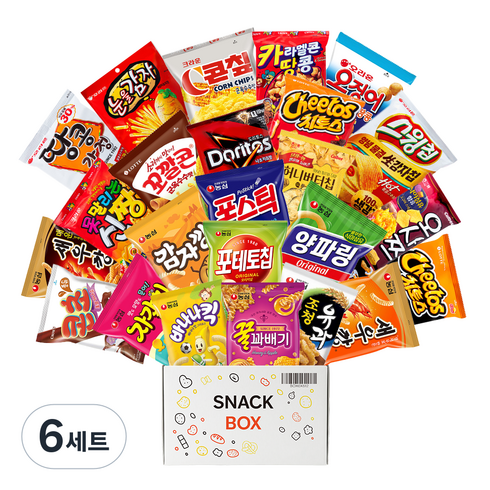 사무실 과자세트 스낵 24입 세트 (콘칲 군옥수수 + 바나나킥 + 조청유과 + 포테토칩 오리지널 + 땅콩강정 + 오징어땅콩 + 허니버터칩 + 치토스 바베큐맛 + 오사쯔 + 눈을감자 페퍼솔트 + 카라멜콘과땅콩 + 콘초 + 치토스 매콤달콤 + 못말리는 신짱 외 10종), 6세트, 24종