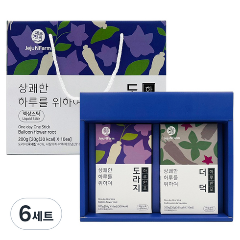 제주앤팜 하루한포 도라지 더덕 2종 선물세트, 6세트, 도라지차 200g + 더덕차 200g