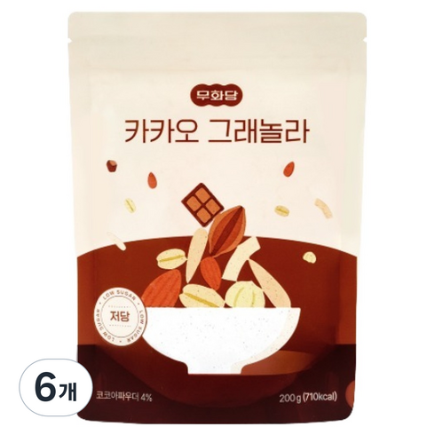 무화당 저당 프로틴 카카오 그래놀라, 6개, 200g