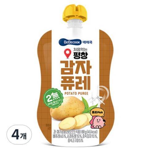 베베쿡 처음먹는 평창감자퓨레, 4개, 80g, 감자 퓨레
