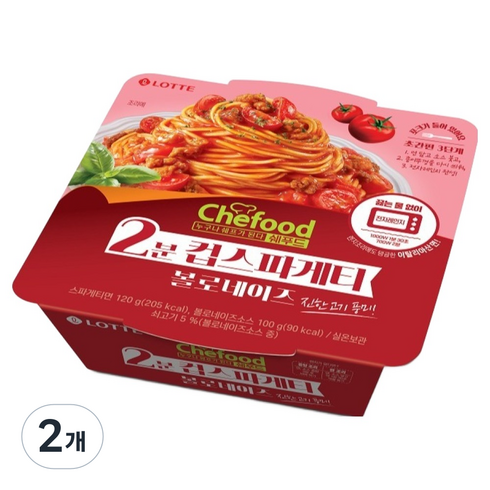 쉐푸드 2분컵 스파게티 볼로네이즈, 220g, 2개