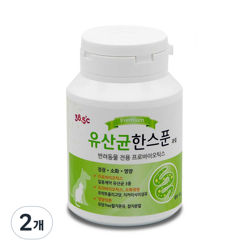385도씨 반려동물 한스푼 영양제, 장건강/유산균, 60g, 2개