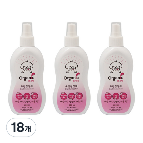 인터펫코리아 오가닉 애견용 구강청결제, 200ml, 18개