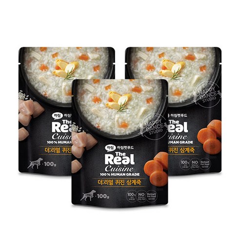 하림펫푸드 강아지 더리얼 퀴진 습식사료, 닭, 100g, 3개