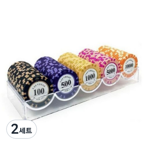 국제규격 고급 라스베가스 포커칩 100p + 아크릴 케이스 세트, 랜덤 발송, 2세트