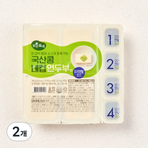 맑은물에 국산콩 네컵 연두부와 오리엔탈소스, 396g, 2개