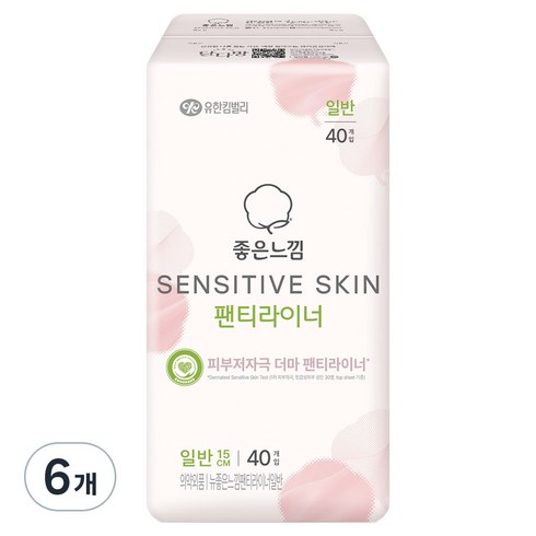 좋은느낌 센서티브스킨 팬티라이너, 일반, 40개입, 6개