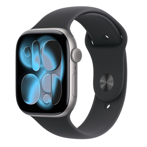 Apple 2025 애플워치 시리즈 11, 스페이스 그레이, 46mm, GPS, 알루미늄,스페이스 그레이/블랙 스포츠 밴드, M/L
