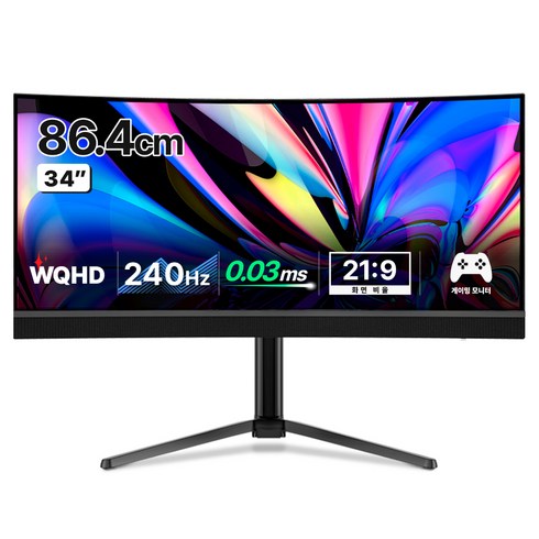 한성컴퓨터 WQHD QD-OLED 리얼 240 USB Type-C 게이밍 모니터, 86.4cm, TFG34Q24WL(무결점)