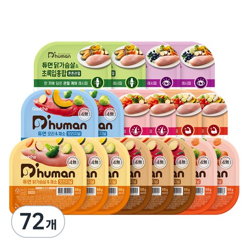 듀먼 전연령 강아지 버라이어티 화식사료 종합 8종, 혼합맛, 50g, 72개