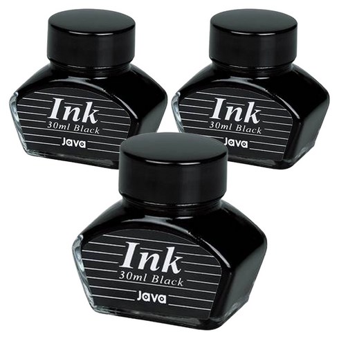 자바펜 만년필 병잉크 30ml, 3개, 흑색