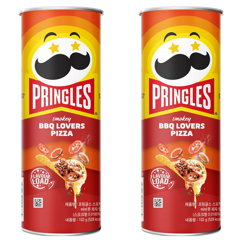 프링글스 감자스낵 스모키 바비큐 피자맛, 102g, 2개