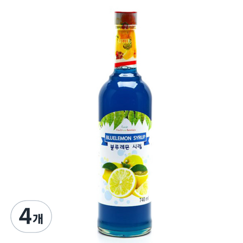 쥬피터 블루레몬 시럽, 740ml, 4개