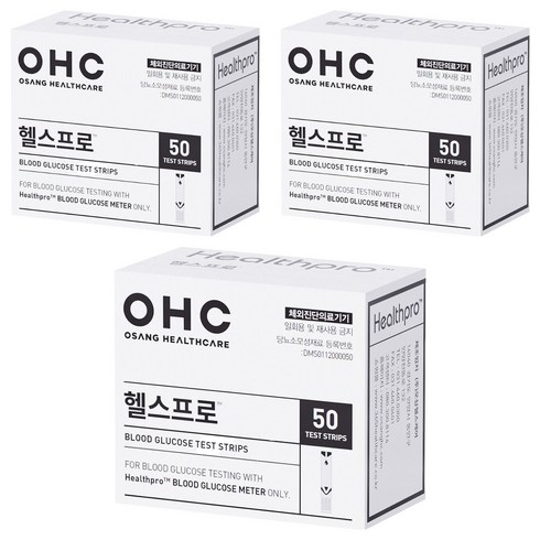 오상헬스케어 헬스프로 개인용혈당검사지, 3개, 50개입