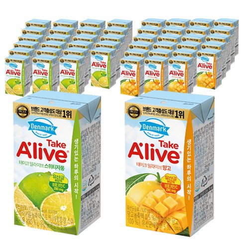 덴마크 테이크 얼라이브 망고 24p + 스위티자몽 24p, 120ml, 48개