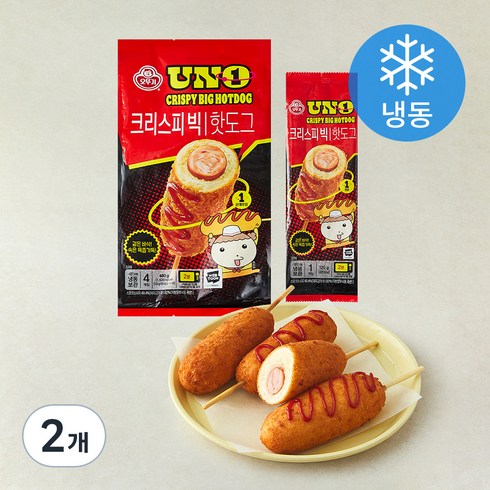 오뚜기 UNO 크리스피 빅핫도그 (냉동), 120g, 4개입, 2개