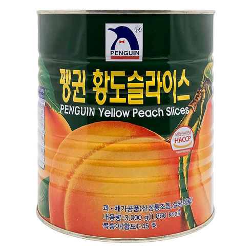 펭귄 황도 슬라이스 통조림, 3kg, 1개