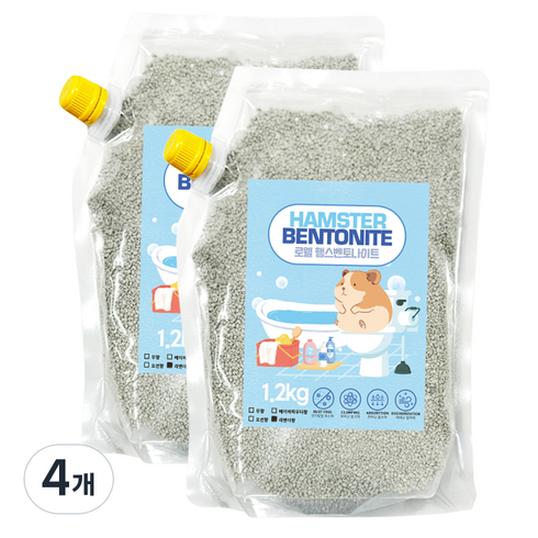 로웰 소동물 벤토나이트 모래 라벤더향, 1.2kg, 4개