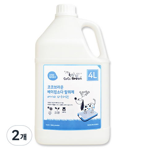 코코브라운 베이킹소다 반려동물용 탈취제 베이비 파우더향, 4L, 2개