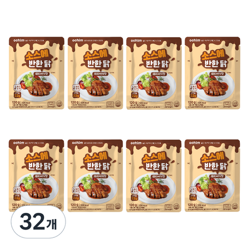 아침 바로드숑 실온 보관 소스에 반한닭 맛있는 닭가슴살 데리야끼 맛, 120g, 32개