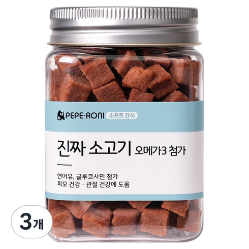 페페로니 강아지 진짜 오메가3 져키, 소고기, 180g, 3개