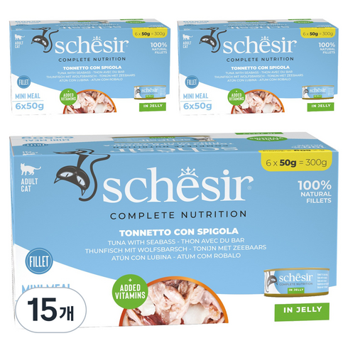 스케지어 어덜트 고양이 주식캔 50g 6p, 참치+농어, 300g, 15개