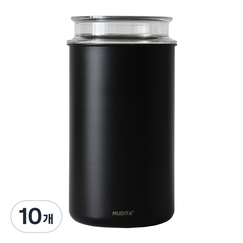 무디타 리본제이 스텐 이중 잠금 진공 원두 보관용기 1400ml, 블랙, 10개