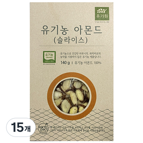 유가원 유기농 아몬드 슬라이스 토핑, 140g, 15개