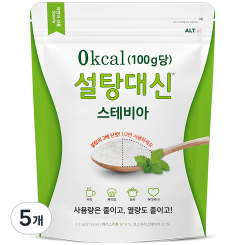 설탕대신 스테비아, 1.2kg, 5개