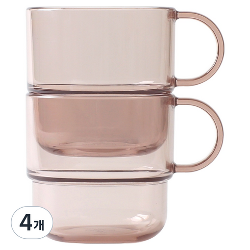 탁가온 유아용 에코젠 한손 투명컵, 브라운, 4개, 200ml