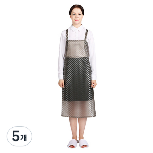 웰프런 반투명 우레탄 유니도트 방수 앞치마 중, 블랙, 5개