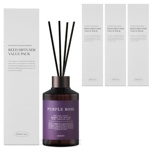 에이센트 퍼퓸드 디퓨저, 퍼플로즈, 200ml, 4개
