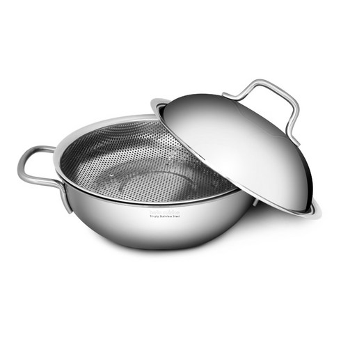 벨라쿠진 통삼중 멀티웍 + 타공형 찜기 세트, 24cm, 1세트