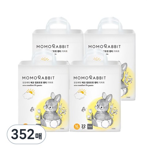 모모래빗 에코컴포트핏 팬티기저귀 유아용, 특대형(XL), 352매