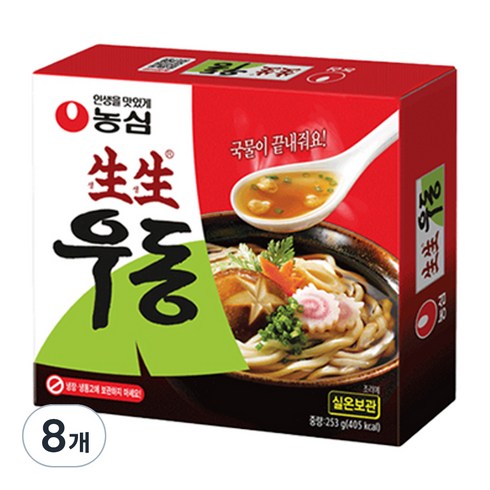 생생우동 면 봉지, 253g, 8개