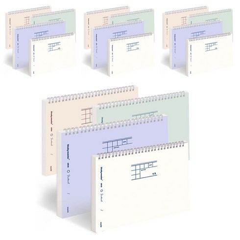 뮤니드 잇츠 스프링 3분할 그리드 가로노트 4종 세트, Soft Beige + Ivory + Sweet Purple + Green tea, 4세트