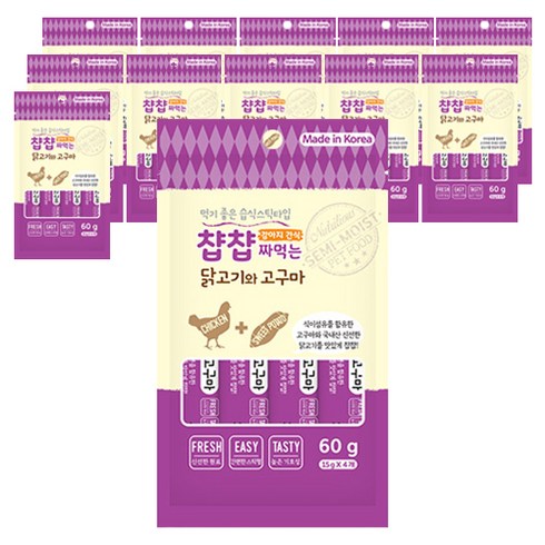 인터펫코리아 반려동물 챱챱 짜먹는 습식간식, 닭고기 + 고구마 혼합맛, 60g, 12개