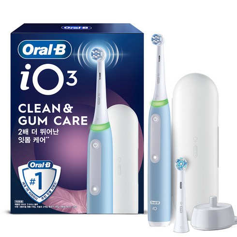 오랄비 잇몸 케어 전동칫솔, 아이스블루, 1개, iO3